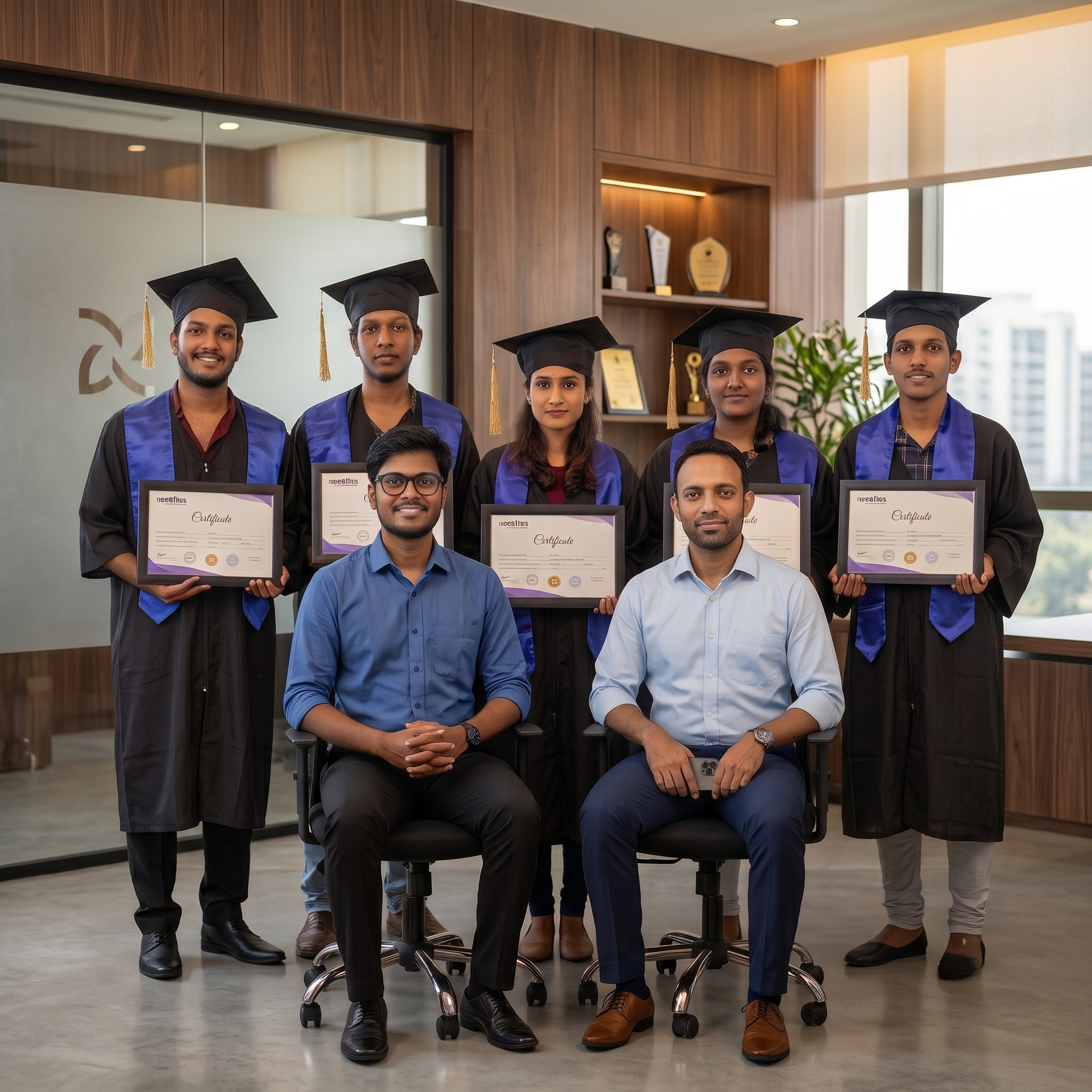 Students at Weblinx Academy classroom in Feroke, Calicut working on live analytics dashboards